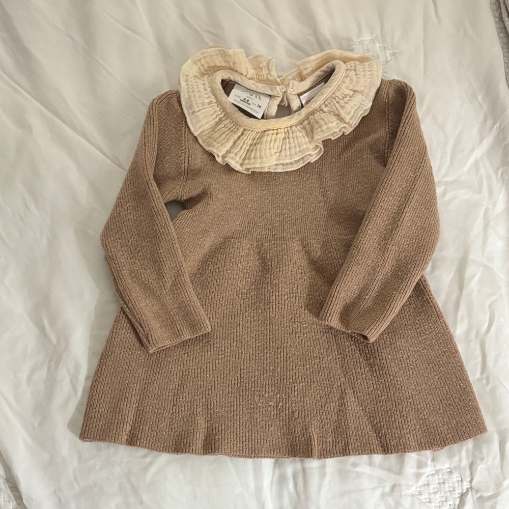 Zara Kids Casual Dress in Brown and Cream